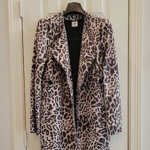 CAbi Leopard Print Trench Coat - Black and Cream